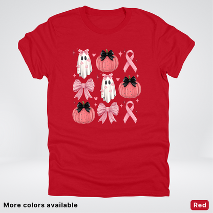 Pink Pumpkin Coquette Bow Cute Ghost - T-Shirt