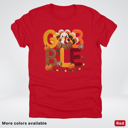 Turkey Gobble Pumpkin Fall Crochet - T-Shirts