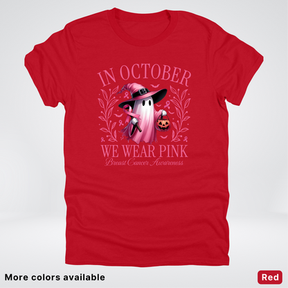 In October We Wear Pink Halloween Breast Cancer Awareness - T-Shirt