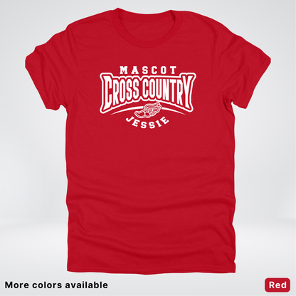 Custom Mascot & Name – White Design – Cross Country 02 - T-Shirt