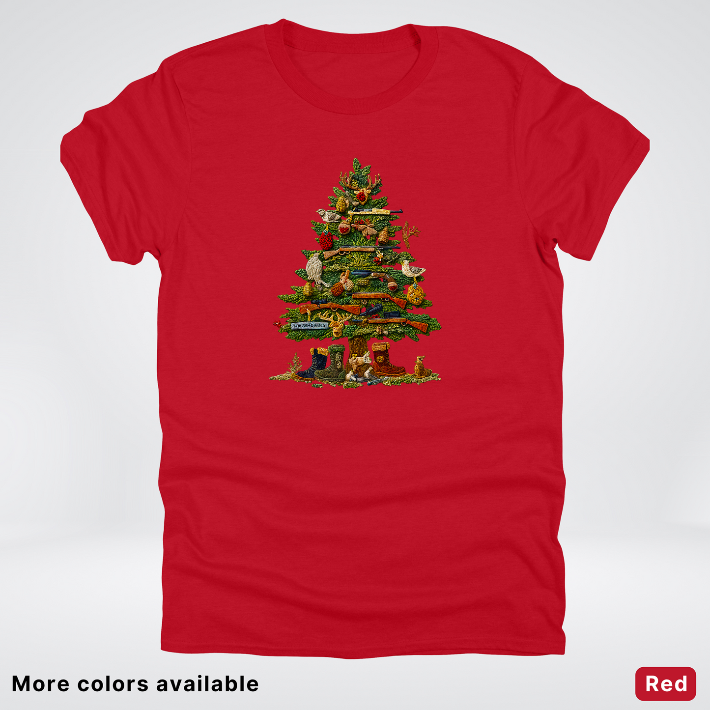 Woodland Critters Christmas Tree Hook Yard Faux - T-Shirt