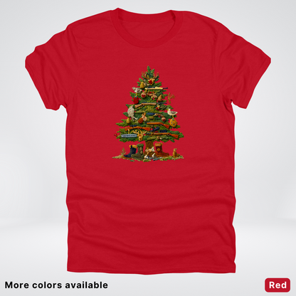 Woodland Critters Christmas Tree Hook Yard Faux - T-Shirt