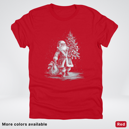Vintage Santa with Christmas Tree - T-Shirt