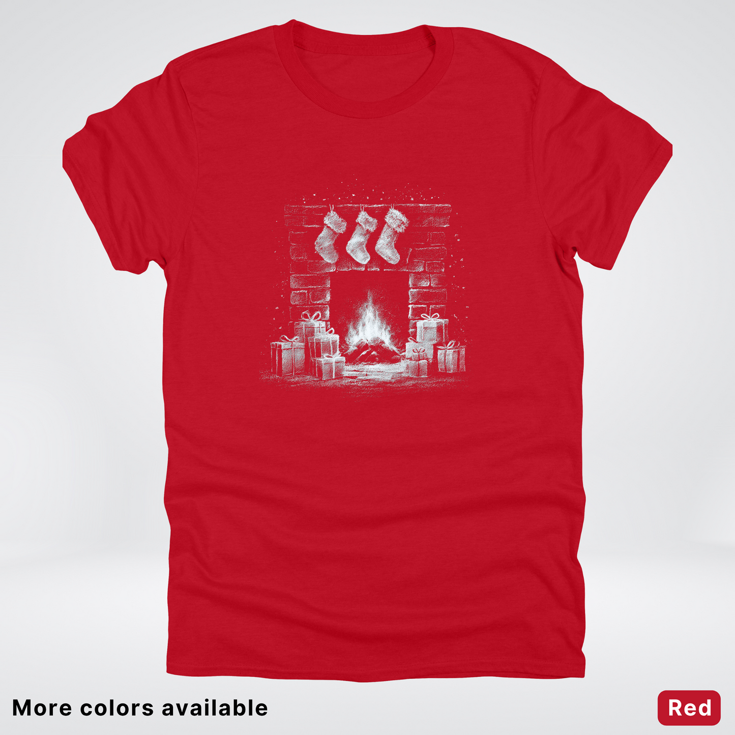 Vintage Christmas Fireplace Scene - T-Shirt