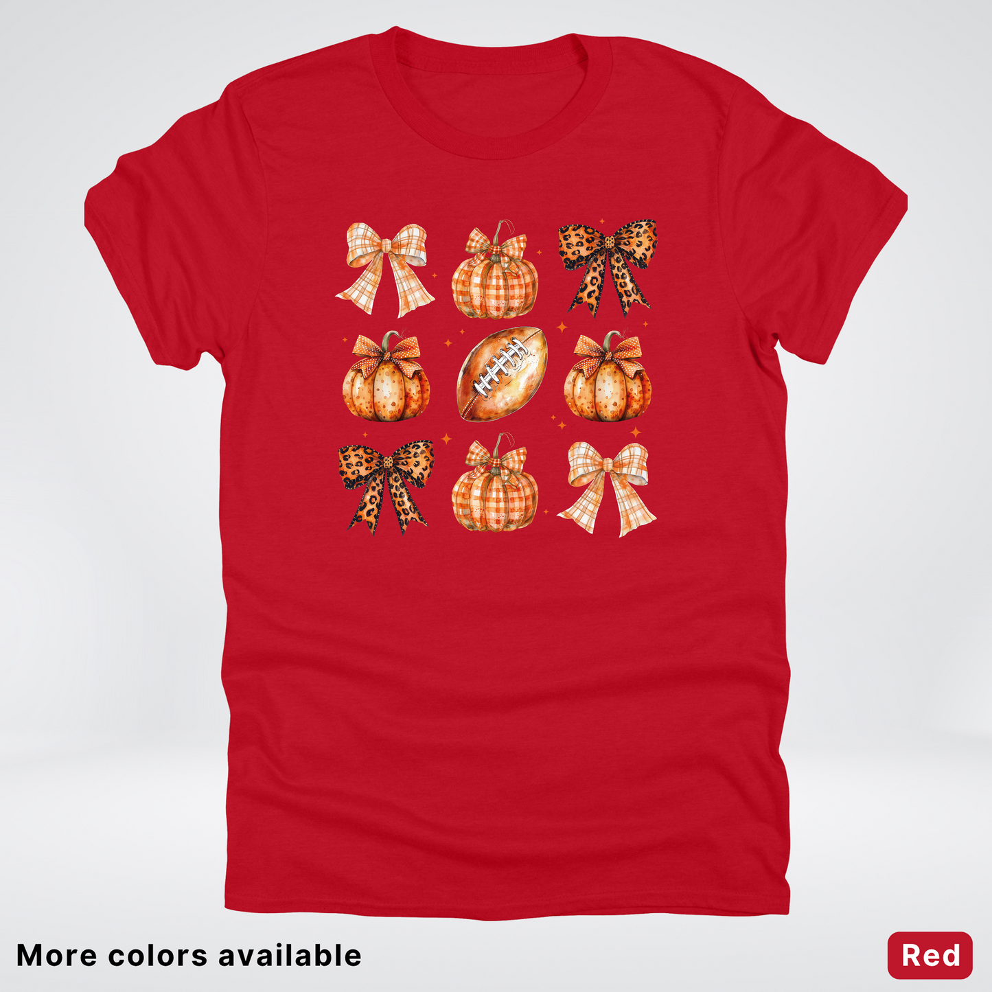 Football Coquette Ribbon Bow Plaid Pumpkin Fall - T-Shirt