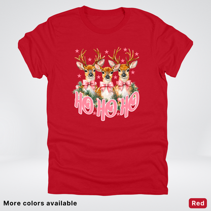 Ho Ho Ho Pink Deer Trio - T-Shirt