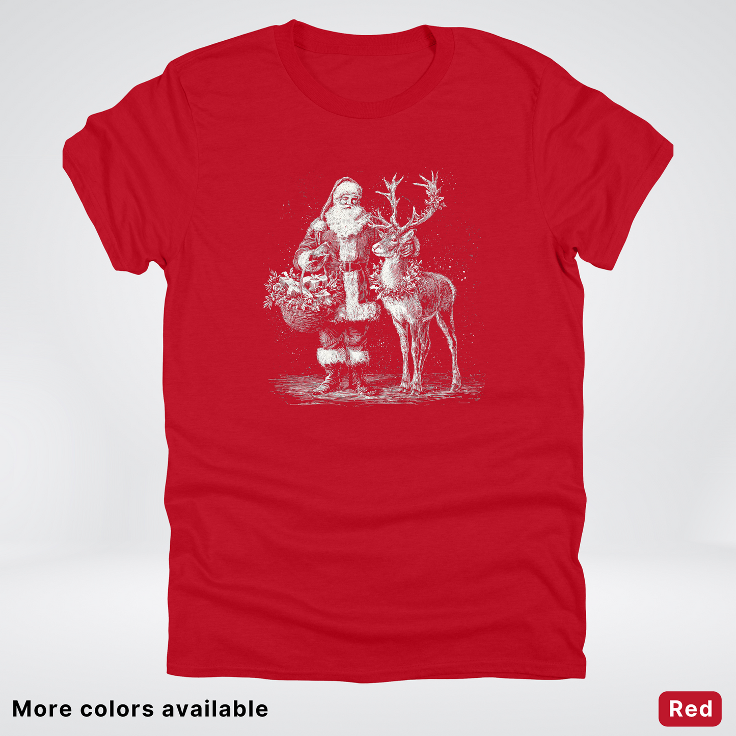 Vintage Santa and Reindeer - T-Shirt