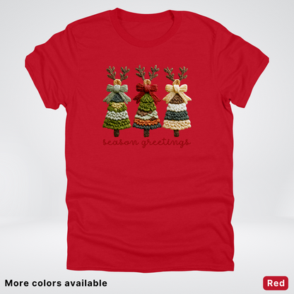 Season Greetings Reindeer Trees Hook Yard Faux - T-Shirt