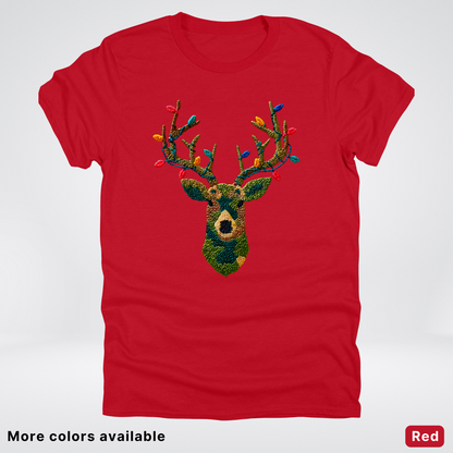 Rustic Reindeer Lights – Hook Yard Faux Texture - T-Shirt