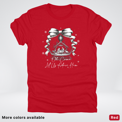 Oh Come Let Us Adore Him Nativity - T-Shirt