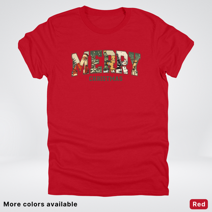 Vintage Merry Christmas Varsity - T-Shirt
