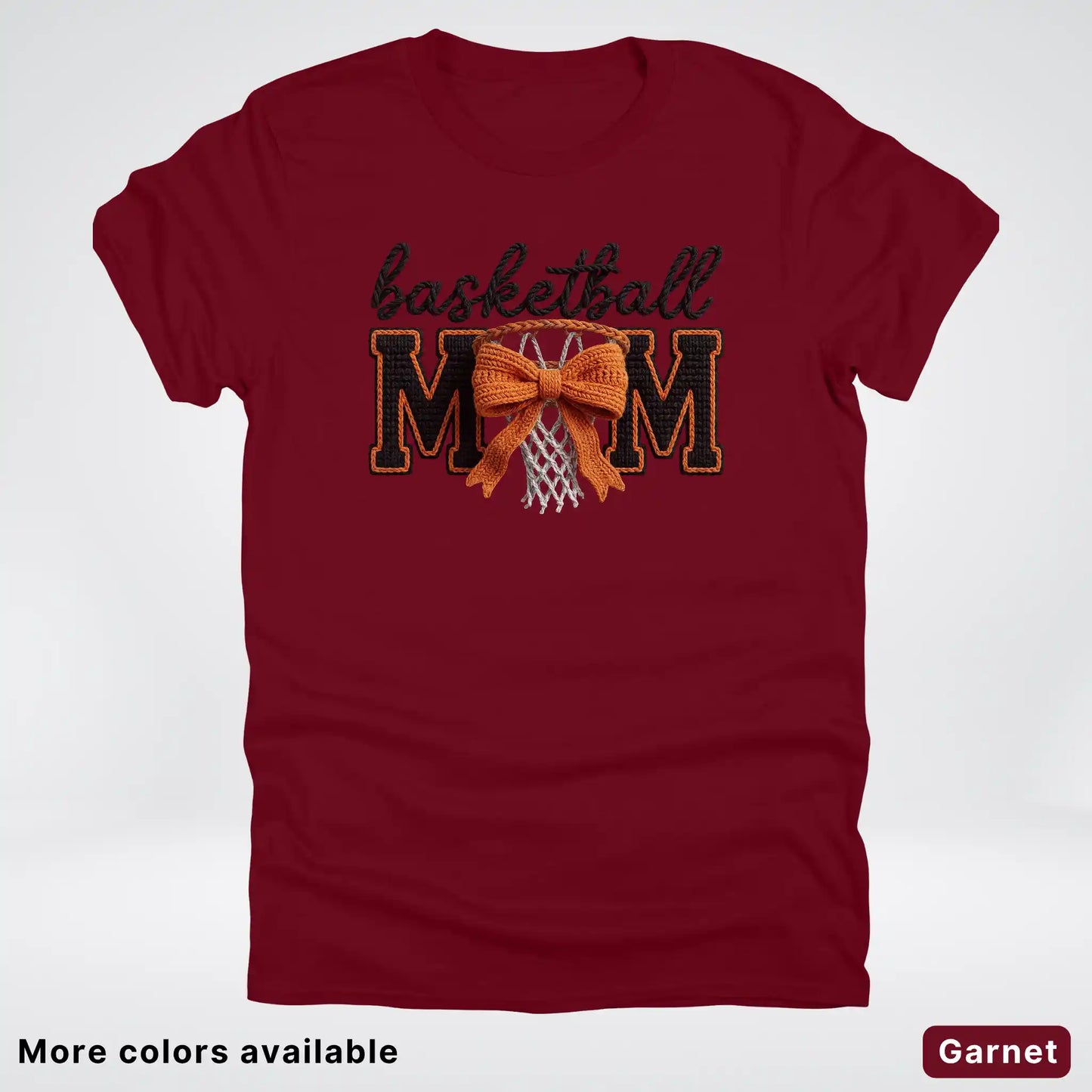 Basketball Mom – Faux Crochet Bow Basketball Graphic T-Shirt