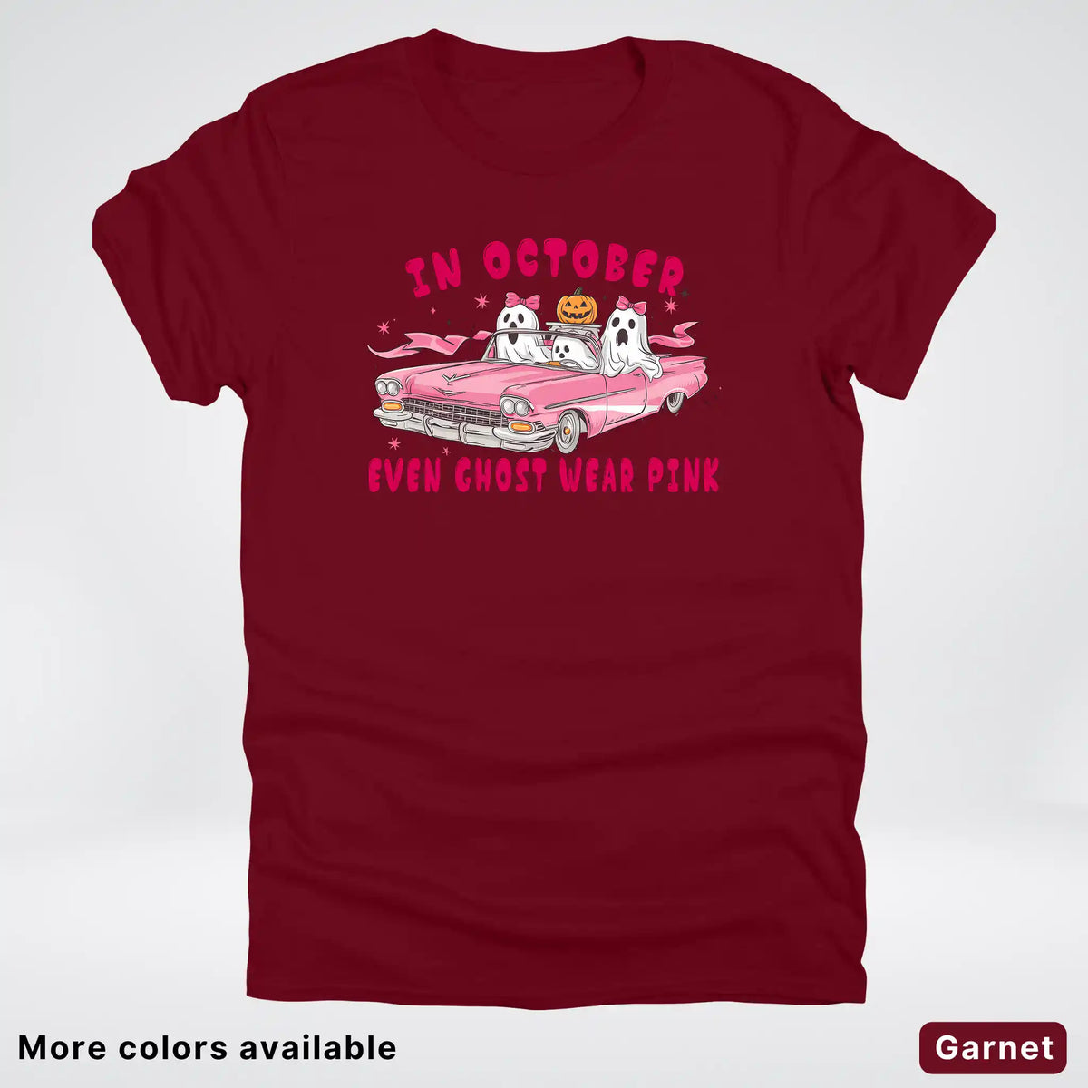 In October Even Ghost Wear Pink Breast Cancer Awareness  T-Shirt