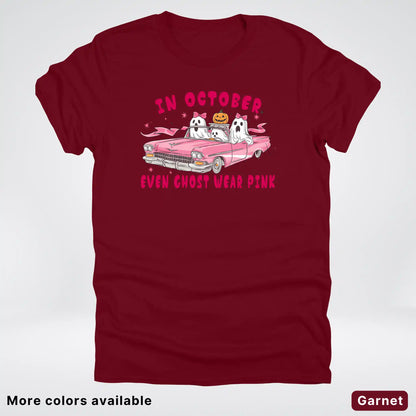 In October Even Ghost Wear Pink Breast Cancer Awareness  T-Shirt