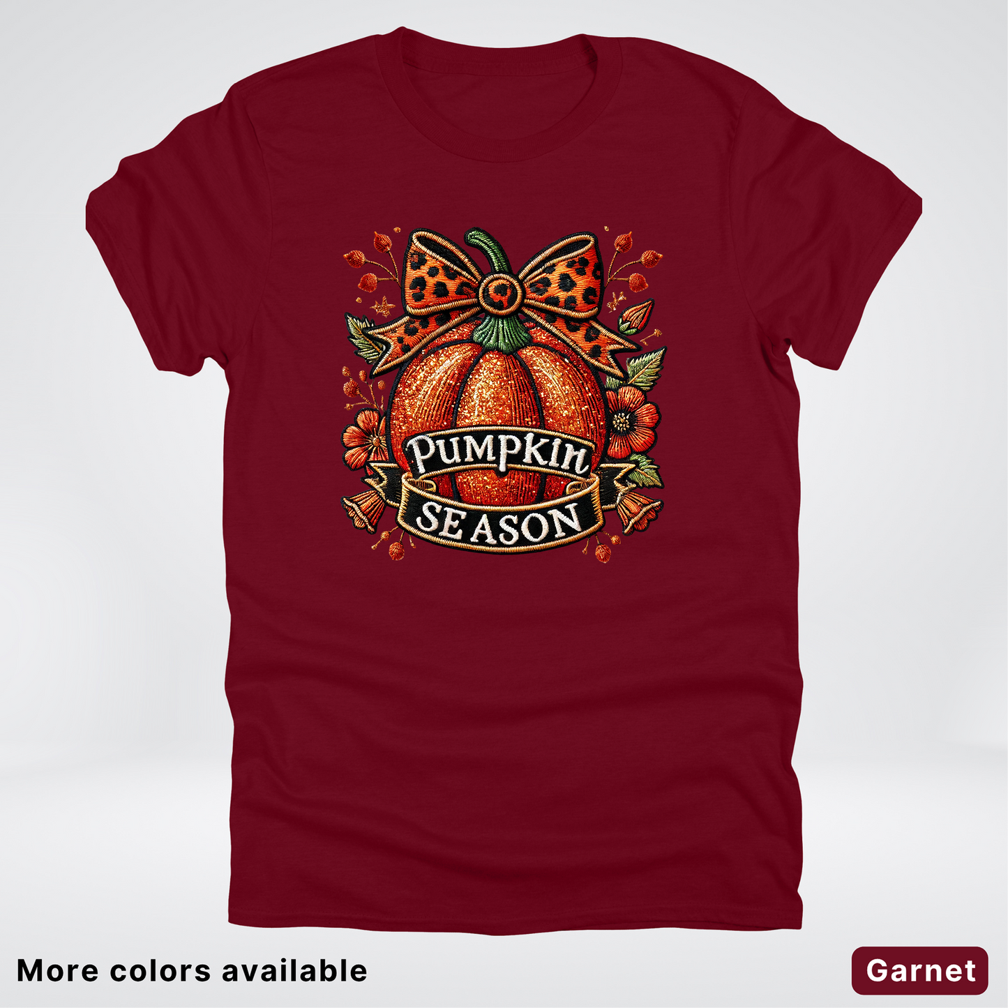 Pumpkin Season Leopard Print Bow Fall Autumn  - T-Shirts