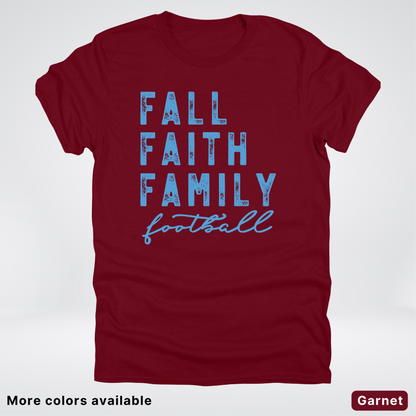 Fall Faith Family – Light Blue Design - Football - T-Shirt