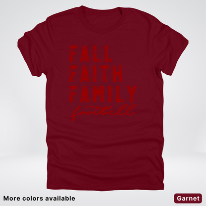Fall Faith Family – Maroon Design - Football - T-Shirt