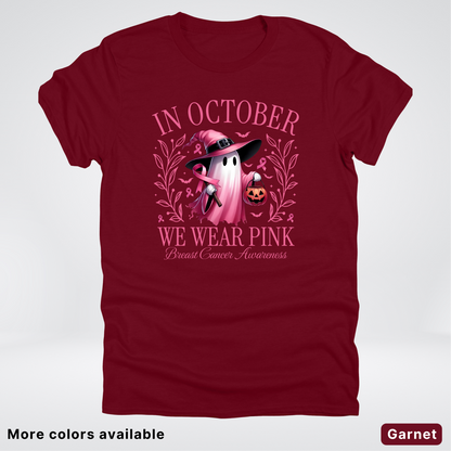 In October We Wear Pink Halloween Breast Cancer Awareness - T-Shirt