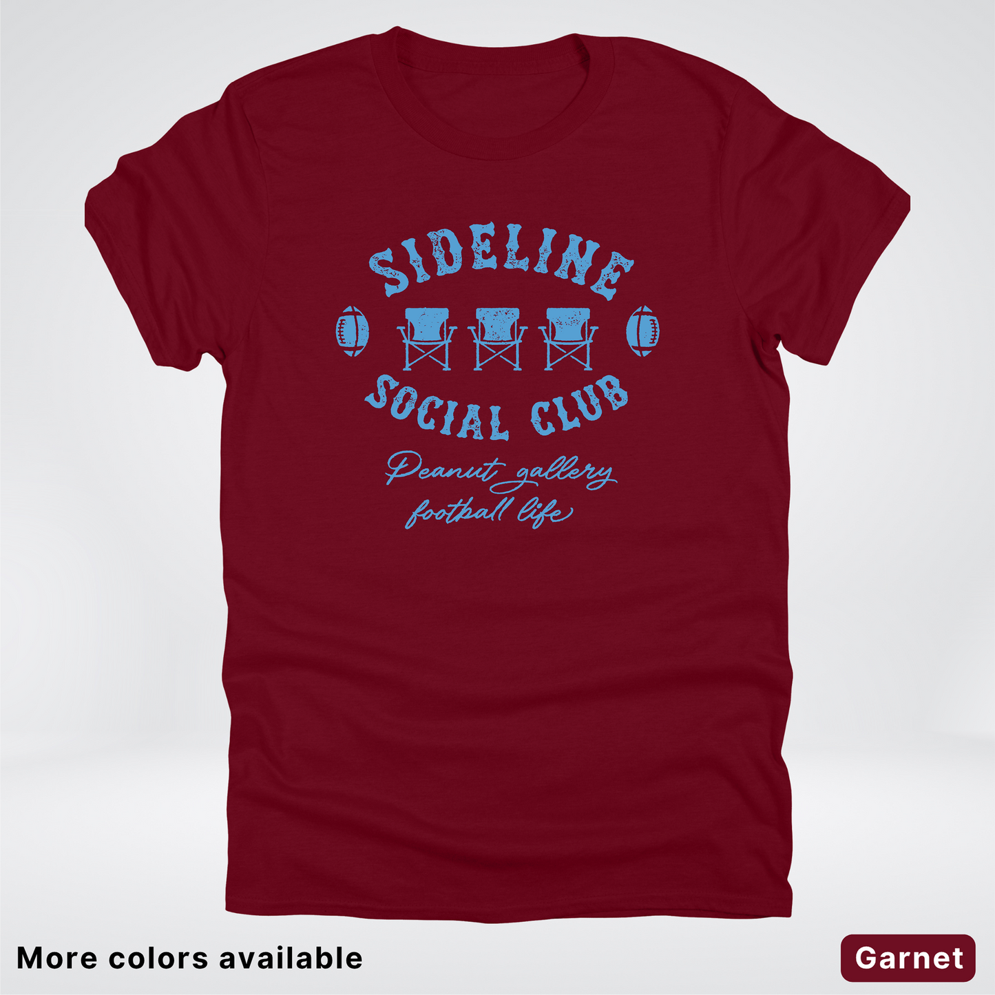 Sideline Social Club Peanut Gallery Football Life – Light Blue Design - T-Shirt
