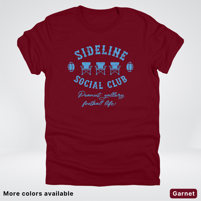 Sideline Social Club Peanut Gallery Football Life – Light Blue Design - T-Shirt