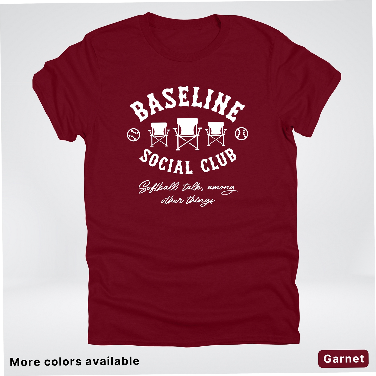 Baseline Social Club Softball – White Design – T-Shirt