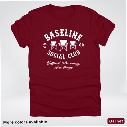 Baseline Social Club Softball – White Design – T-Shirt