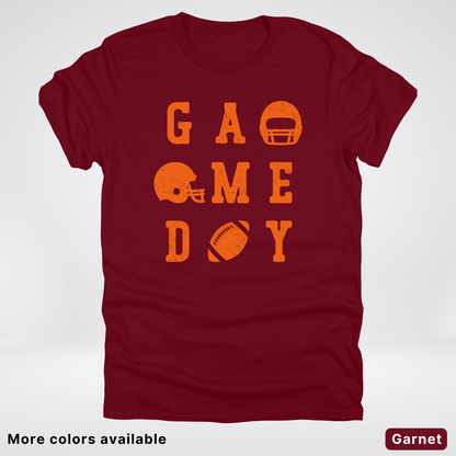 Game Day Football 3 x 3 – Orange Design  – T-Shirt
