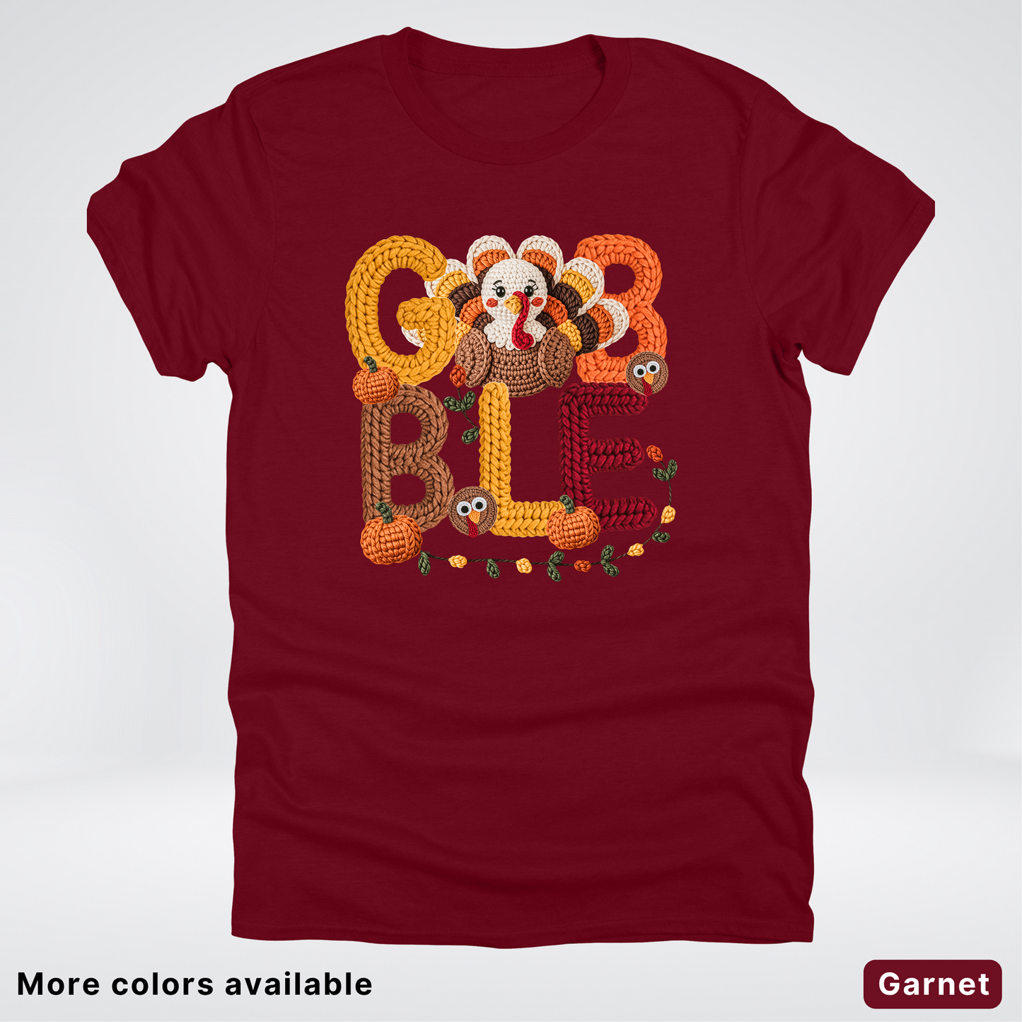 Turkey Gobble Pumpkin Fall Crochet - T-Shirts