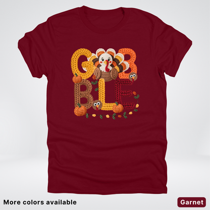 Turkey Gobble Pumpkin Fall Crochet - T-Shirts