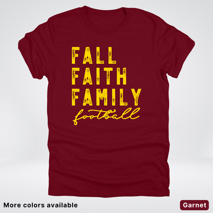 Fall Faith Family – Gold Design - Football - T-Shirt