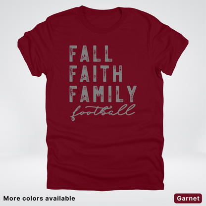 Fall Faith Family – Gray Design - Football - T-Shirt