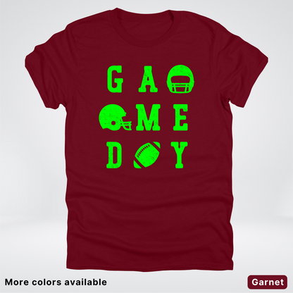 Game Day Football 3 x 3 - Green Design - T-Shirt