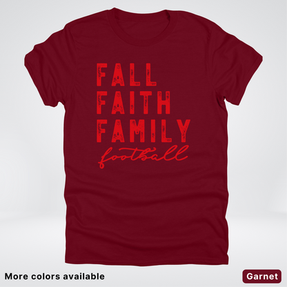 Fall Faith Family – Red Design - Football - T-Shirt