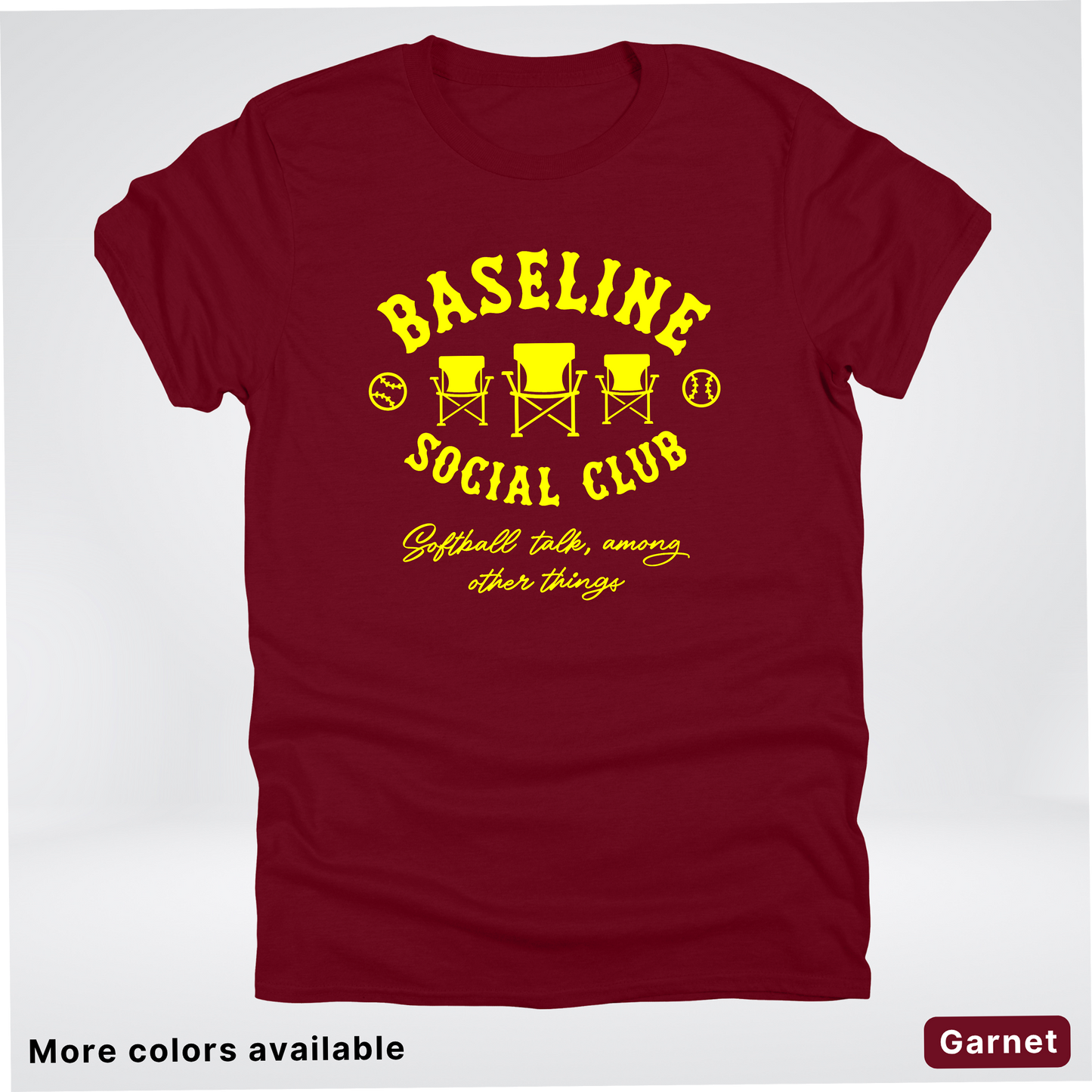 Baseline Social Club Softball – Yellow Design - T-Shirt