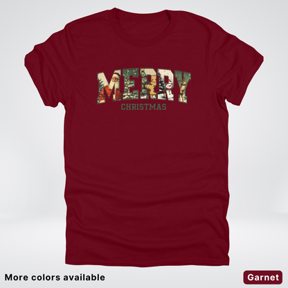 Vintage Merry Christmas Varsity - T-Shirt