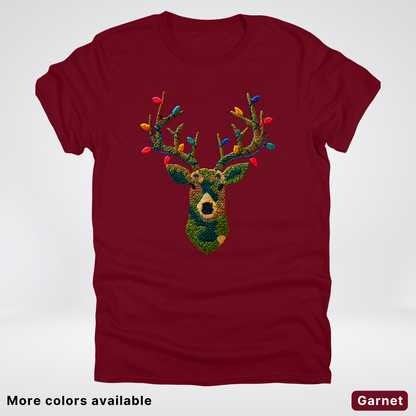 Rustic Reindeer Lights – Hook Yard Faux Texture - T-Shirt