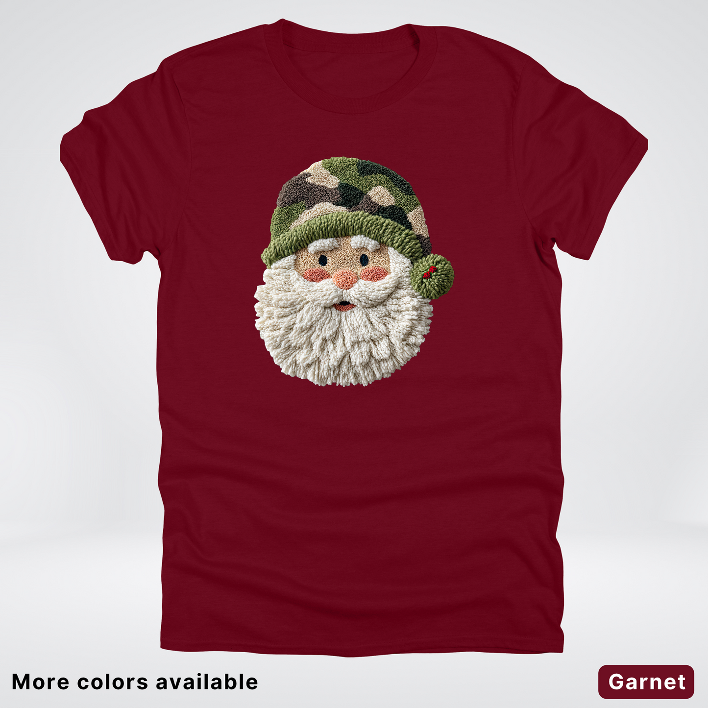 Woodland Santa Face (Hook Yard Faux Texture) - T-Shirt