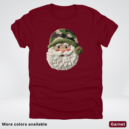 Woodland Santa Face (Hook Yard Faux Texture) - T-Shirt
