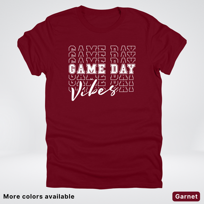 Game Day Vibes Stacked - White Design - T-Shirt