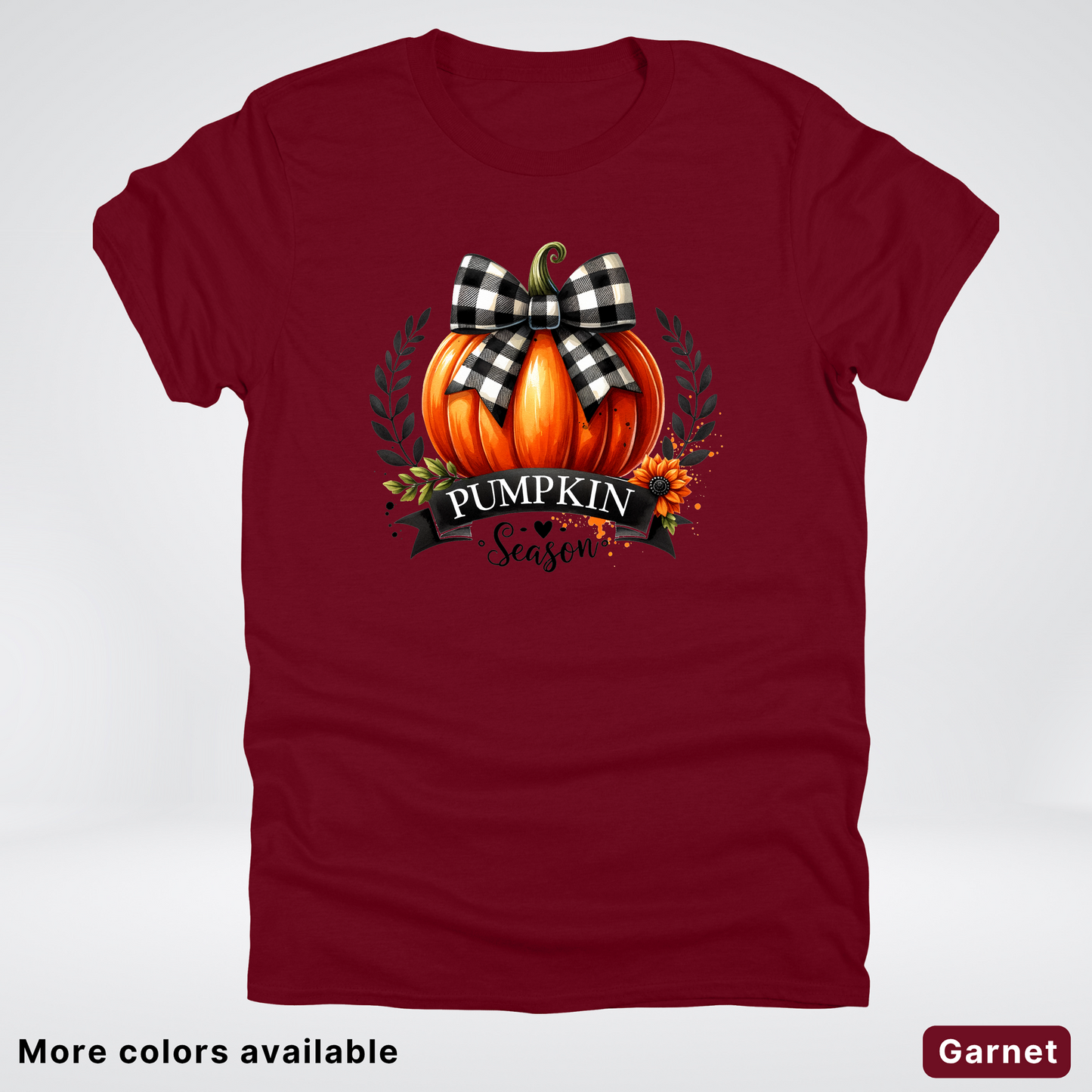 Pumpkin Season Black Plaid Bow - T-Shirt
