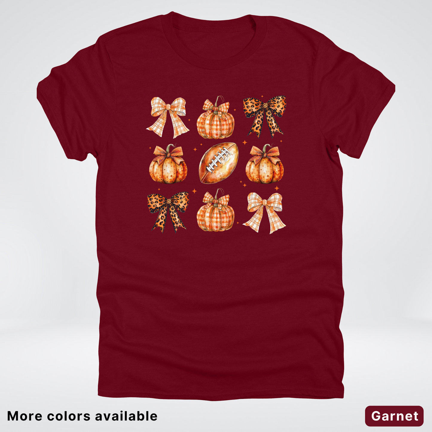 Football Coquette Ribbon Bow Plaid Pumpkin Fall - T-Shirt