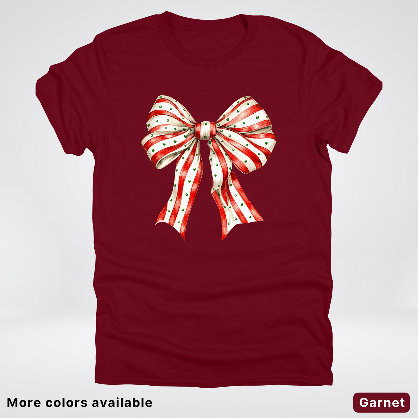 Peppermint Stripe Christmas Bow - T-Shirt