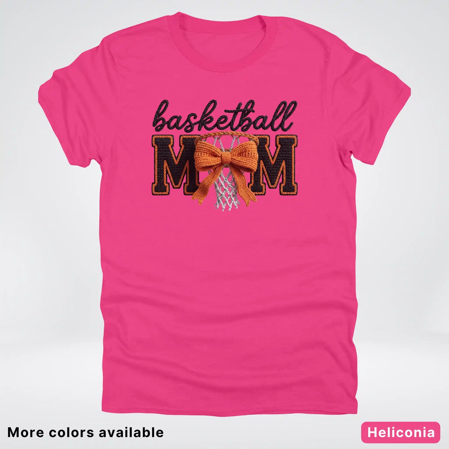 Basketball Mom – Faux Crochet Bow Basketball Graphic T-Shirt