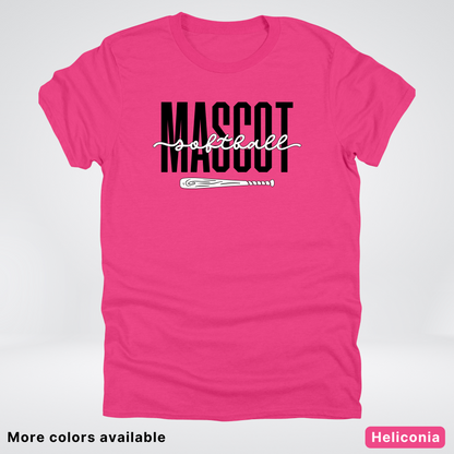 Custom Mascot – Black - Softball Design 30 T-Shirt