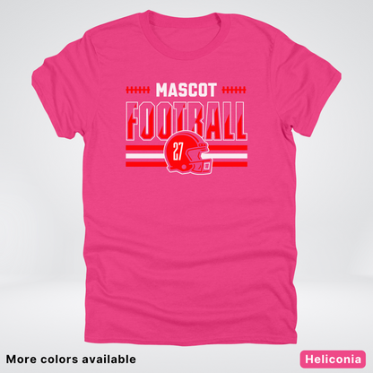Custom Mascot & Number - Red - Football Design 2 T-Shirt