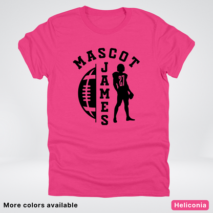 Custom Mascot, Number, & Name - Black - Football Design 31 T-Shirt
