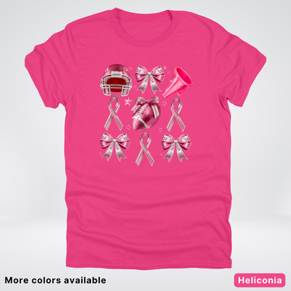 Coquette Glitter Bows and Football - T-Shirt