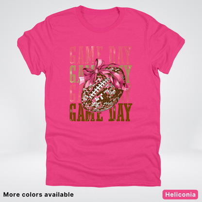Game Day Pink Coquette Disco Football - T-Shirt