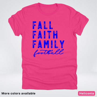Fall Faith Family – Blue Design - Football - T-Shirt