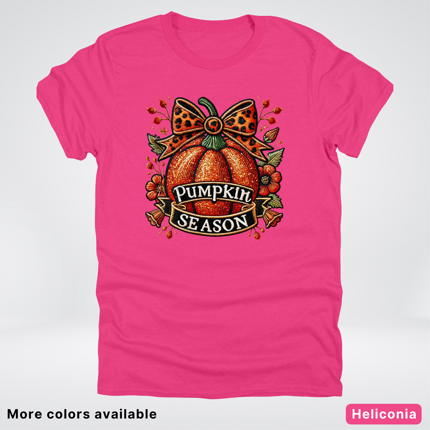 Pumpkin Season Leopard Print Bow Fall Autumn  - T-Shirts